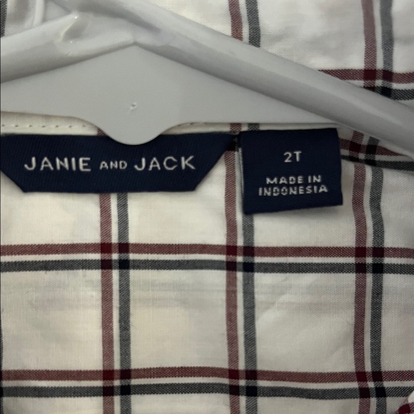 Janie and Jack White and Black Plaid Button Down Shirt - Picture 2 of 2